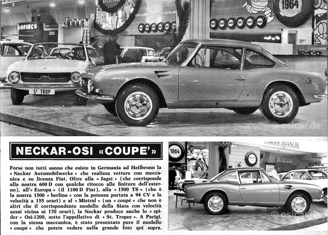Präsentation des Neckar St Trop Spider und Neckar St Trop Spider Coupé auf dem Automobilsalon Paris 1964